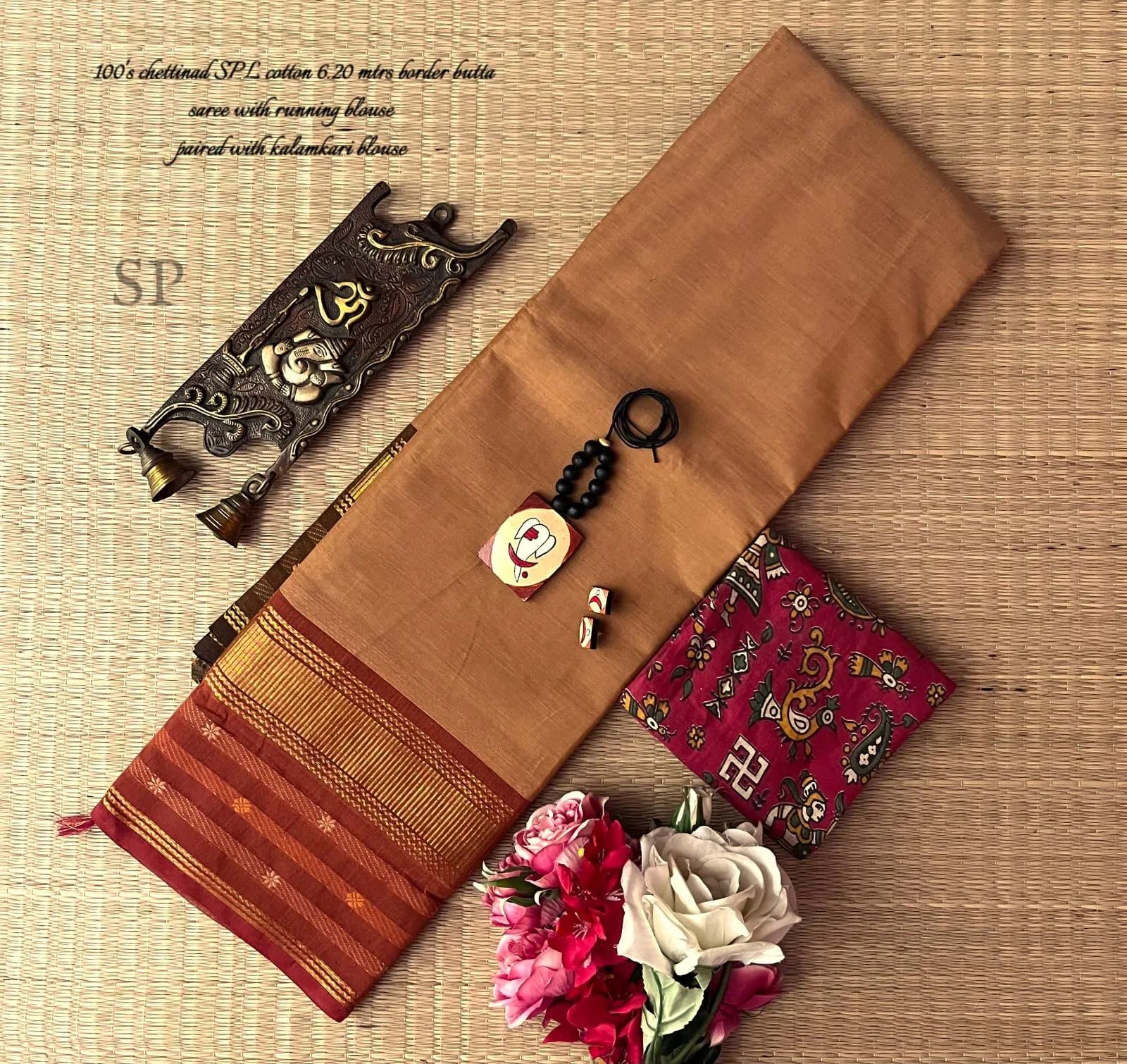 Chettinad Heritage Plain Saree with Designer Pairing